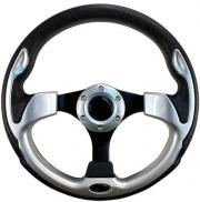 Pactrade Marine Boat Non-Magnetic Steering Wheel 12-1/2" Diameter Aluminum Hub with 3/4" Tapered Bore (Silver, Black Spokes)